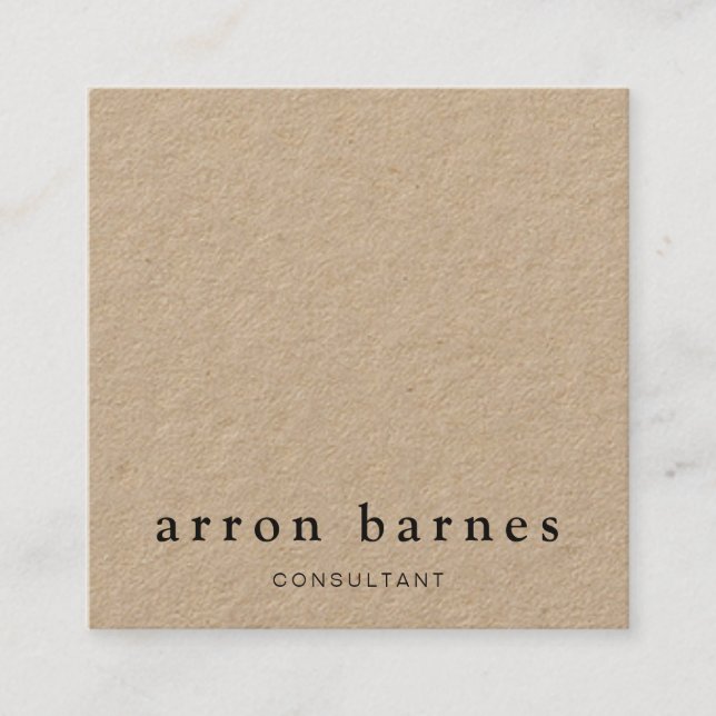 Simple Modern  Kraft Square Business Card (Front)