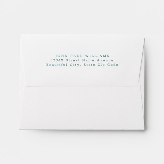 Simple Modern Lake Green Name Address Envelope (Back (Top Flap))