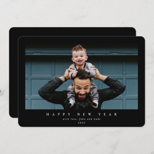 Simple Modern Large Single Photo Happy New Year Holiday Card