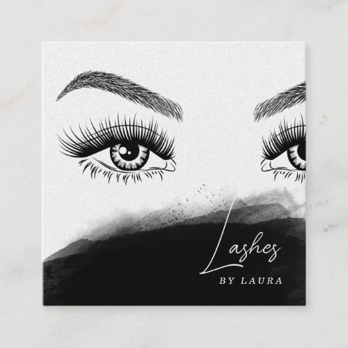 Simple Modern Lashes Eyes and Brows Hand drawn  Square Business Card