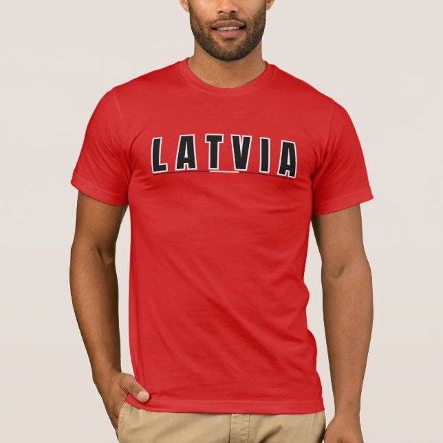 Simple Modern Latvian Latvia Letter Flag Souvenir  T-Shirt (Front)