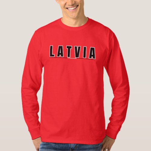 Simple Modern Latvian Latvia Letter Flag Souvenir T_Shirt