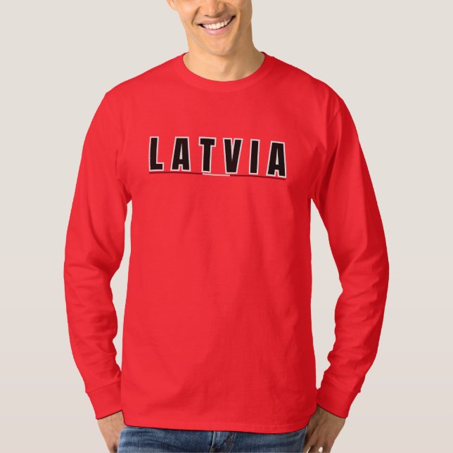 Simple Modern Latvian Latvia Letter Flag Souvenir  T-Shirt (Front)