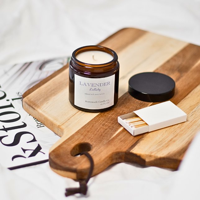 Simple Modern Lavender Lullaby Candle Square Sticker (Simple Modern Lavender Name Candle Square Sticker)