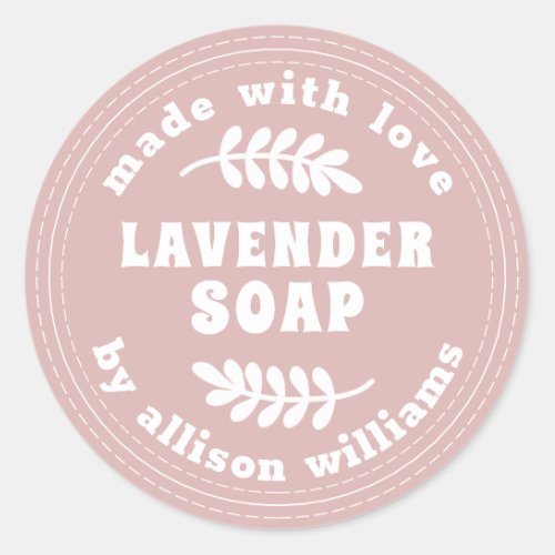 Simple Modern Lavender Soap Silver Pink Classic Round Sticker