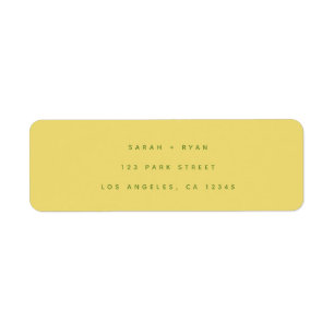 Simple Modern Lemon Yellow Wedding Return Address Label