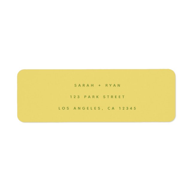 Simple Modern Lemon Yellow Wedding Return Address Label (Front)