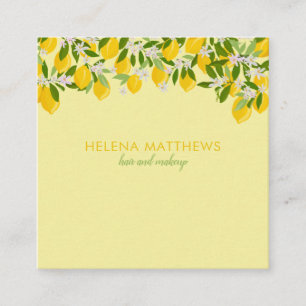 Simple Modern Lemons Greenery Square Business Card