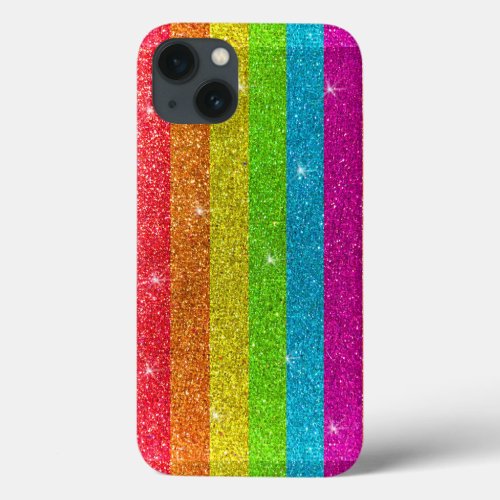 Simple Modern LGBTQIA Gay Pride Rainbow Glitter Ca iPhone 13 Case