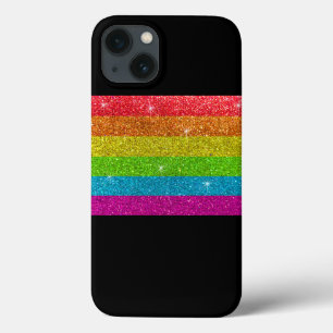 Simple Modern LGBTQIA Gay Pride Rainbow Glitter Ca iPhone 13 Case