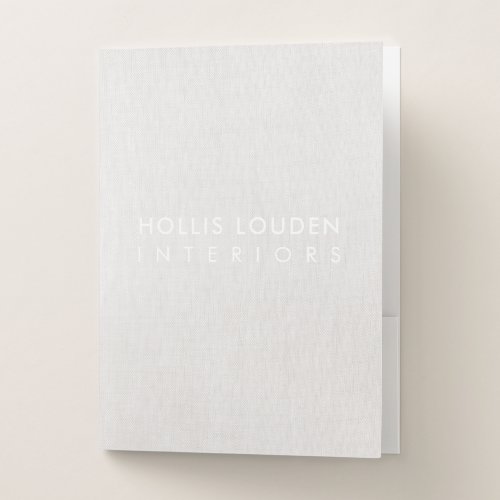 Simple Modern Light Beige Linen look Pocket Folder