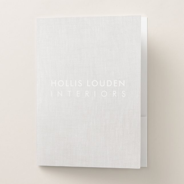 Simple Modern Light Beige Linen "look" Pocket Folder (Front)