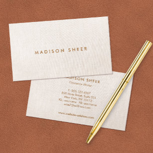 Simple Modern, Light Beige Linen Professional Business Card