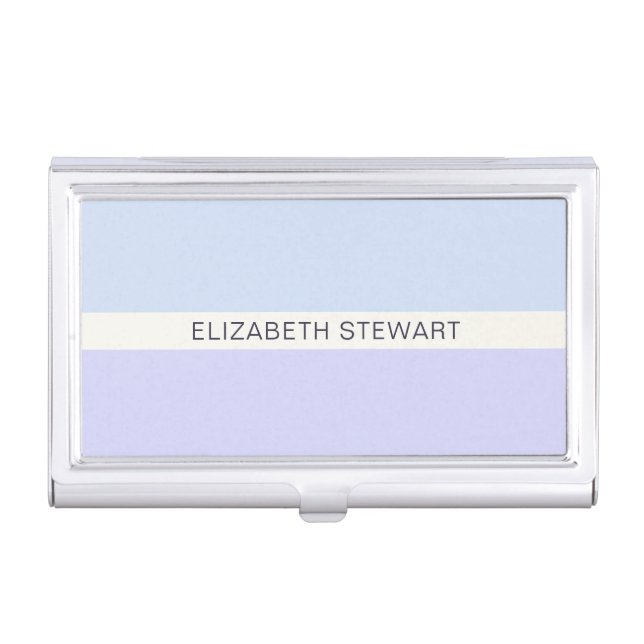 Simple Modern Light Blue and Lavender Professional Business Card Case (Front)