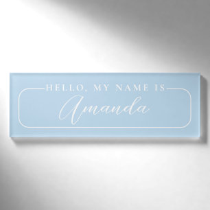 Simple Modern light blue elegant Wedding Blank  Name Tag