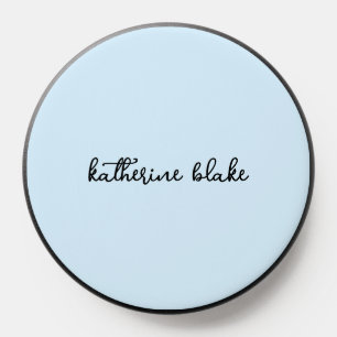 Simple Modern Light Blue Monogram Full Name PopSocket