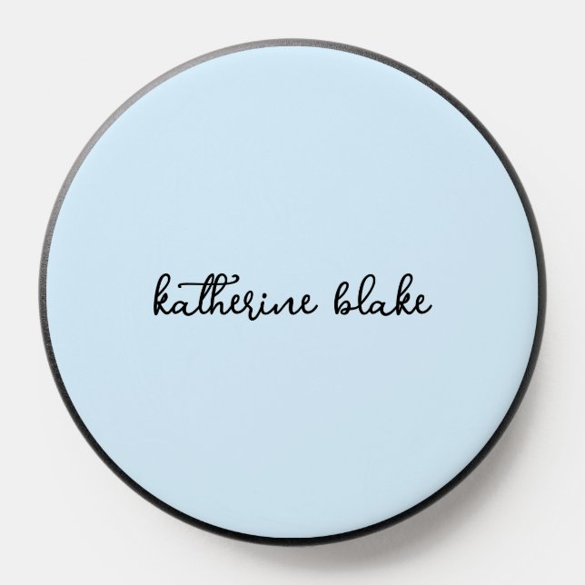 Simple Modern Light Blue Monogram Full Name PopSocket (Popsocket)
