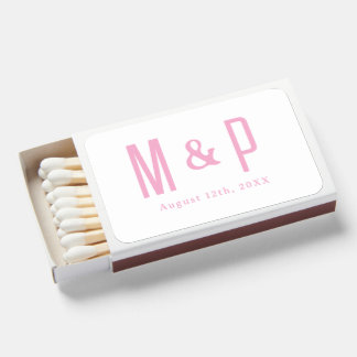Simple Modern Light Elegant Pink Wedding Matchboxes