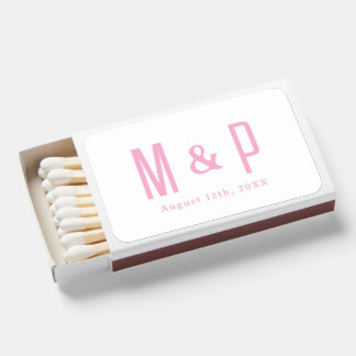 Simple Modern Light Elegant Pink Wedding Matchboxes