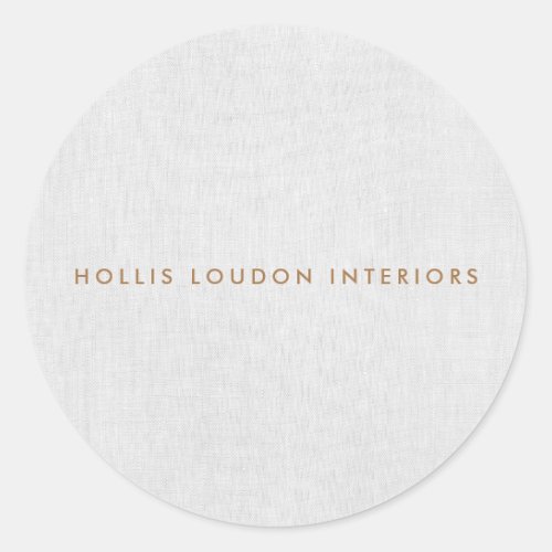 Simple Modern Light Gray Linen look Classic Round Sticker