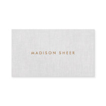 Simple Modern, Light Gray Linen Professional Business Card Simple Modern, Light Gray Linen Professional Business Card
