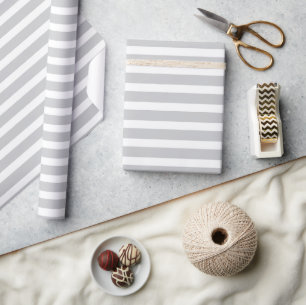Simple Modern Light Gray Striped Minimalist Wrapping Paper