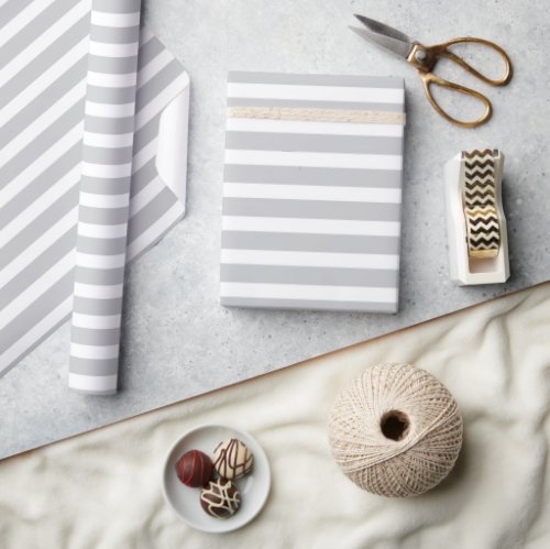 Simple Modern Light Gray Striped Minimalist  Wrapping Paper