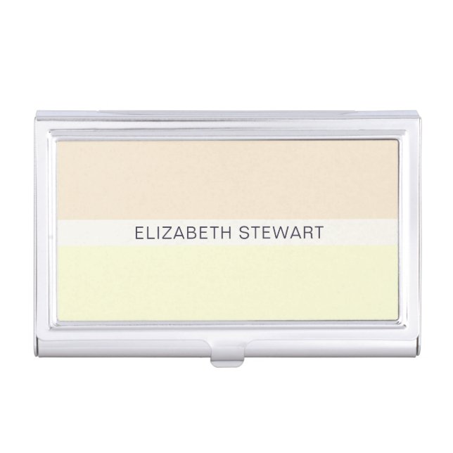 Simple Modern Light Peach and Yellow Professional Business Card Case (Front)