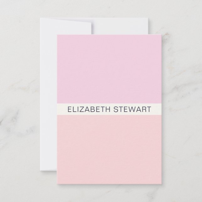 Simple Modern Light Pink and Coral Professional Note Card (Front)