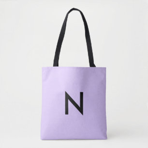 Simple Modern Lilac Custom Monogram Initial Tote Bag