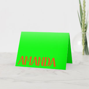 Simple & Modern Lime Green & Orange - Personalized Card