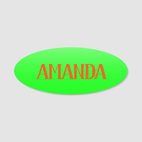 Simple  Modern Lime Green  Orange _ Personalized Name Tag