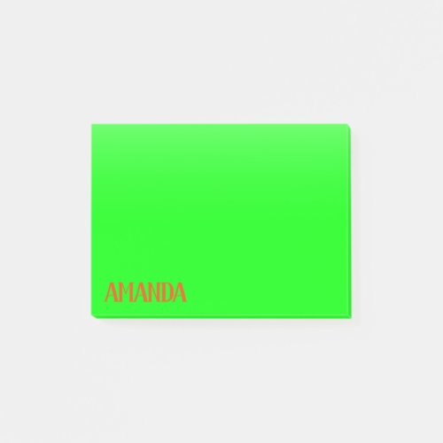 Simple  Modern Lime Green  Orange _ Personalized Post_it Notes