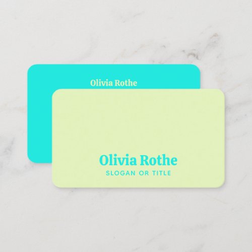 Simple Modern Lime Green Turquoise   Business Card