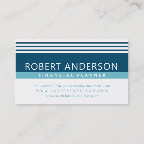 SIMPLE MODERN LINES manly dark blue turquoise aqua Business Card