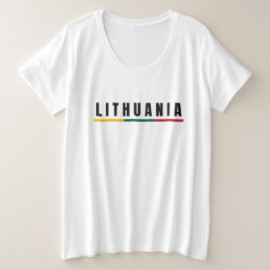 Simple Modern Lithuania lietuva Flag Souvenir Plus Size T-Shirt