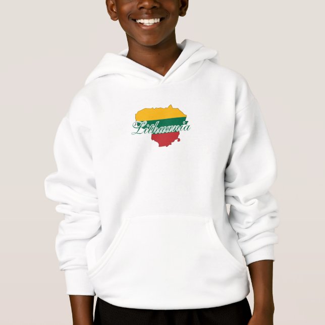 Simple Modern Lithuania  Lithuanian map Flag  Hoodie (Front)