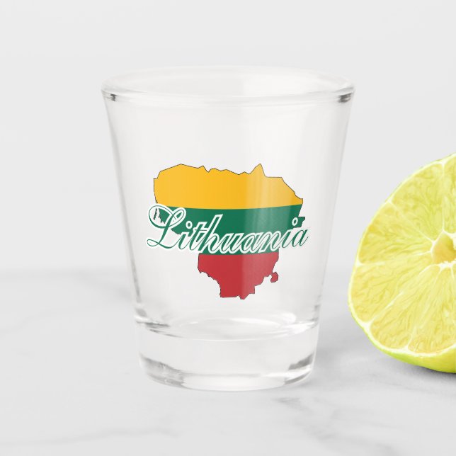 Simple Modern Lithuania  Lithuanian map Flag Shot Glass (Front)