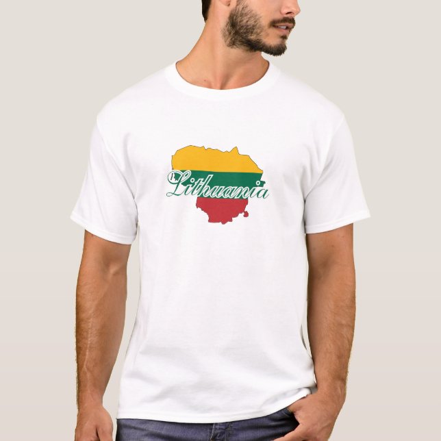 Simple Modern Lithuania  Lithuanian map Flag  T-Shirt (Front)
