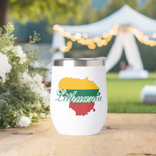 Simple Modern Lithuania Lithuanian map Flag Thermal Wine Tumbler