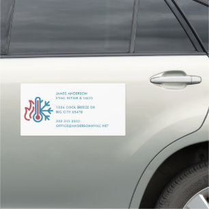 Simple Modern Logo AC Heat HVAC Business Car Magnet
