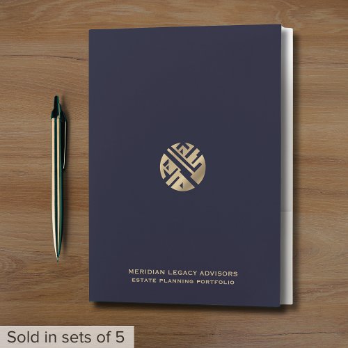 Simple Modern Logo Blue Gold Estate Planning Pocket Folder