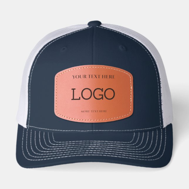 Simple Modern Logo Design with Customizable Text  Leather Patch Hat (Front)