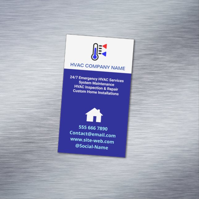 Simple Modern Logo, Professional  AC HVAC Business Card Magnet (In Situ)