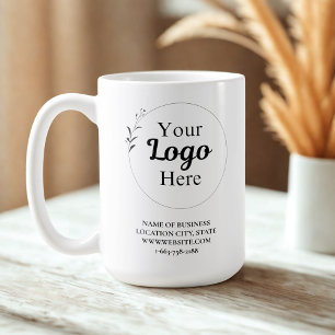 Simple modern Logo QR Code and Text Business Coffee Mug