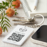 Simple Modern Logo QR Code Business Keychain<br><div class="desc">Custom Keychain featuring your logo and your QR Code with your business name above and your message below. These simple keychains make great promotional items for giving to clients, employees or as swag at trade shows and events. Have fun with your marketing and advertising. These QR Code Keychains are especially...</div>