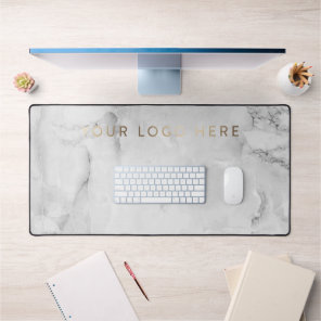 Simple Modern Logo White Marble Office Desk Mat