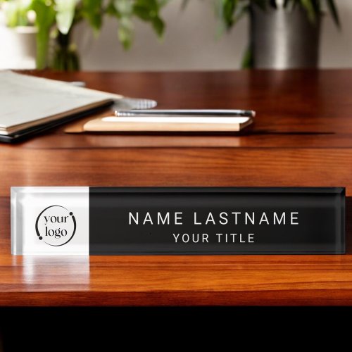 Simple Modern Logo with Name and Title Desk Name Plate