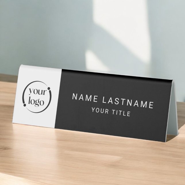 Simple Modern Logo with Name and Title Table Tent (Creator Uploaded)
