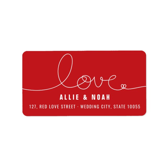 Simple Modern Loopy Love Heart Address Labels (Front)